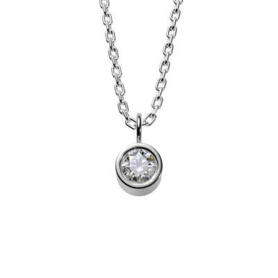 Magnifique solitaire 0,5 carats en véritable diamant et sa chaîne en argent. Bijou féminin et romantique.